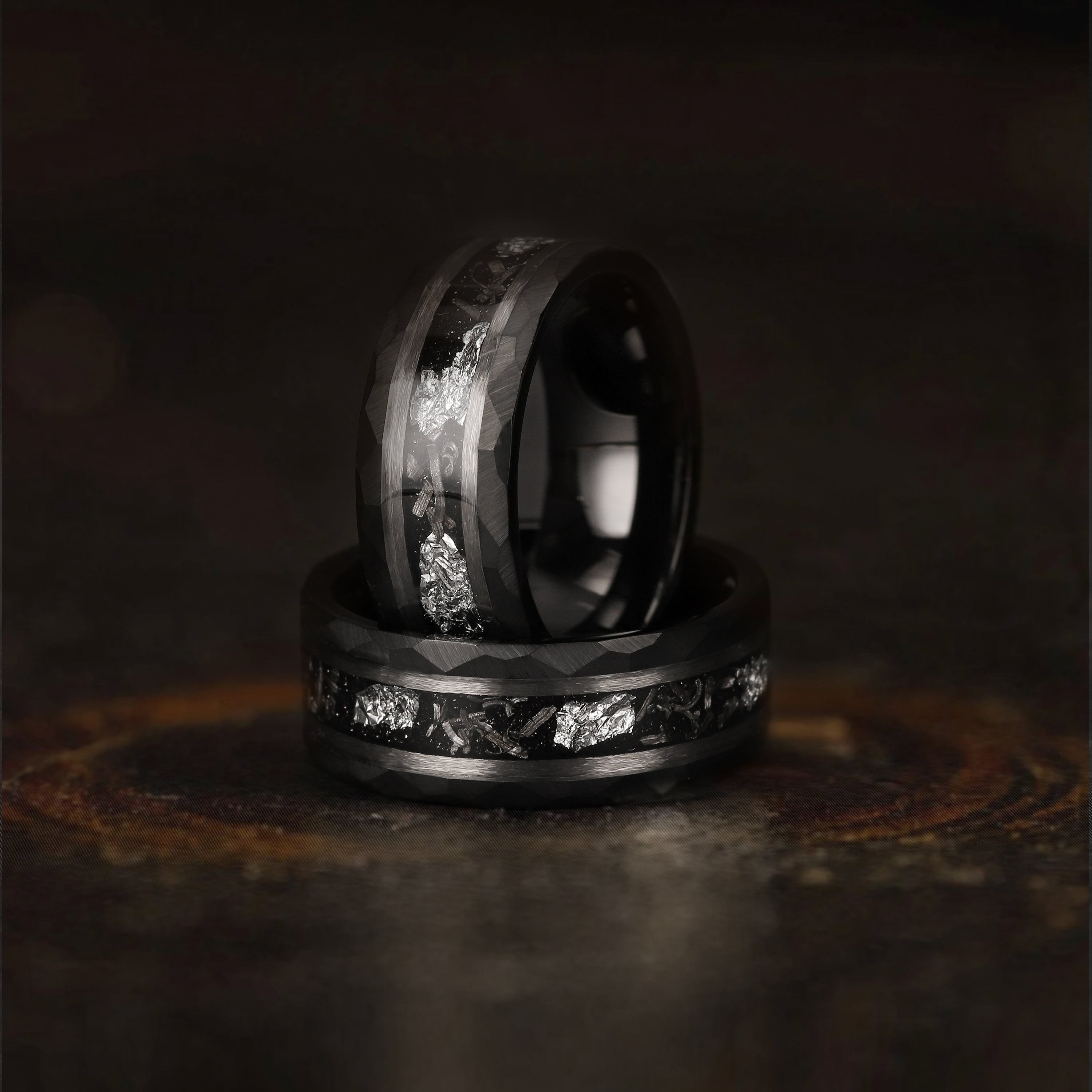 Black wedding ring for men with custom engraving – sleek and modern design